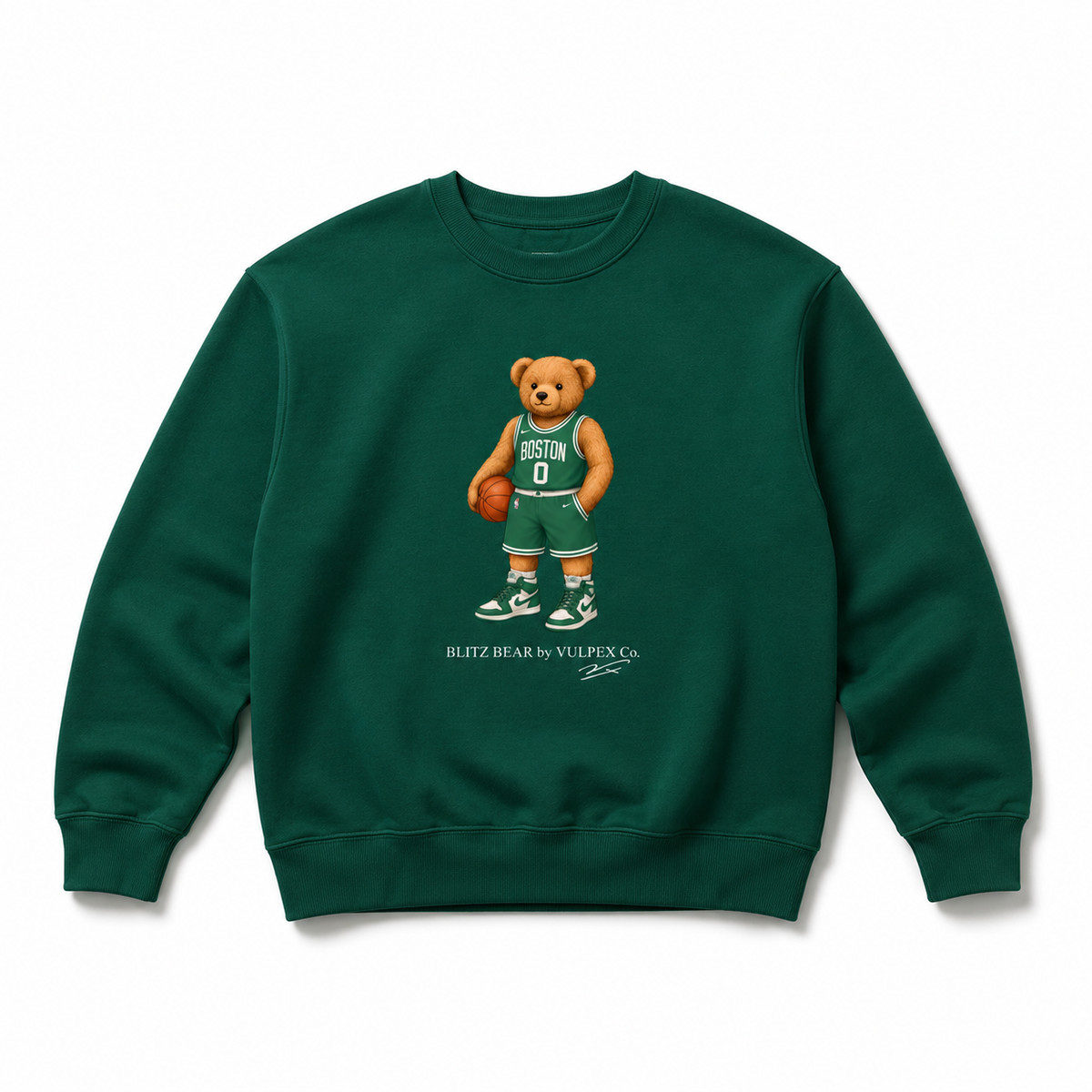 Green Machine Blitz Bear Sweatshirt - Dark Green - premium editorial front