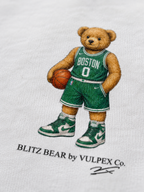 Green Machine Blitz Bear DTG print macro detail on heavyweight cotton