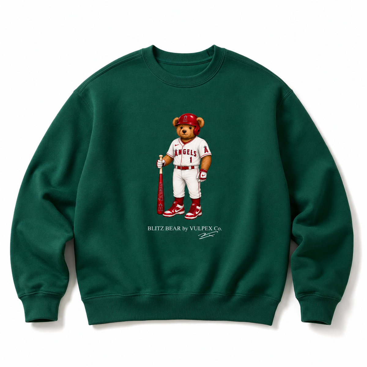 Halos Blitz Bear Sweatshirt - Dark Green - premium editorial front
