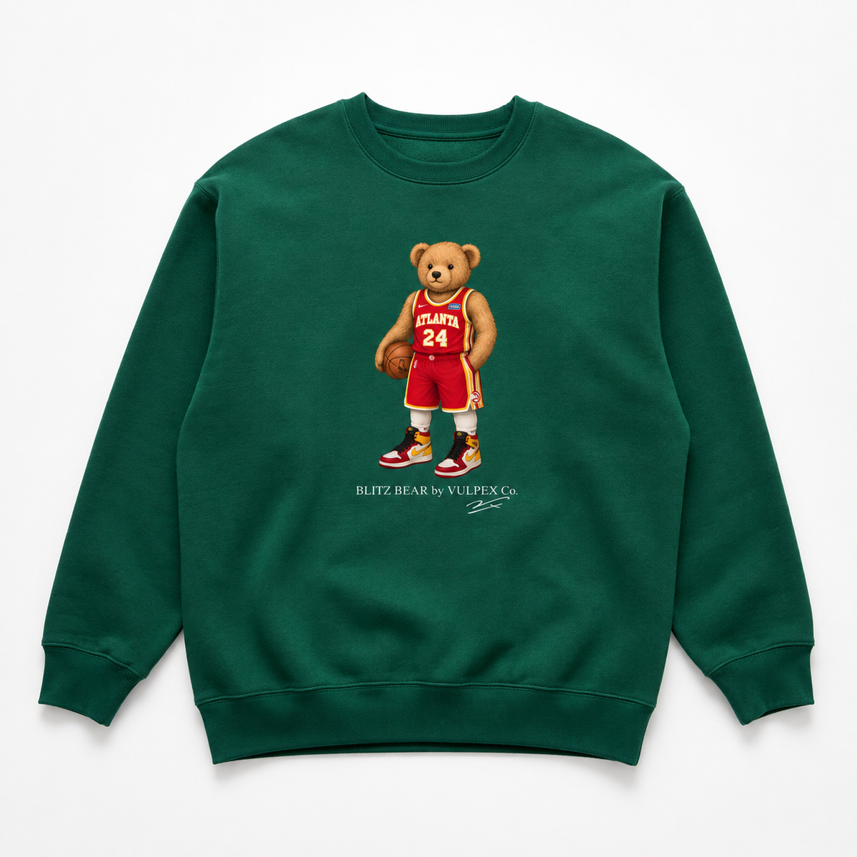 Highlight Factory Blitz Bear Sweatshirt - Dark Green - premium editorial front