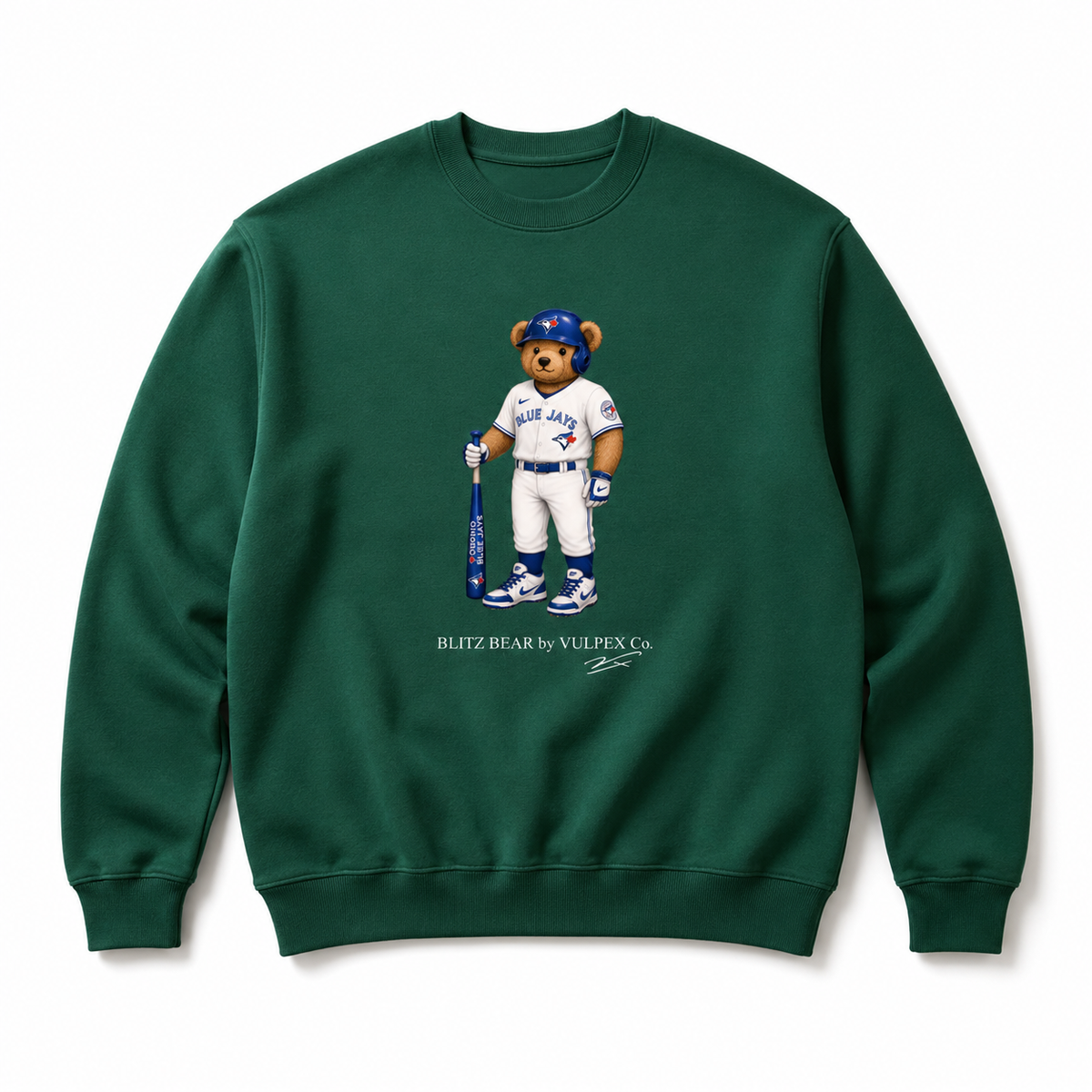Jays Blitz Bear Sweatshirt - Dark Green - premium editorial front
