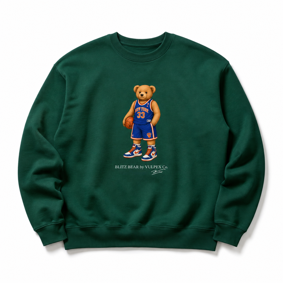Knickerbockers Blitz Bear Sweatshirt - Dark Green - premium editorial front