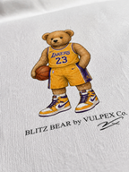 Lake Show Blitz Bear DTG print macro detail on heavyweight cotton