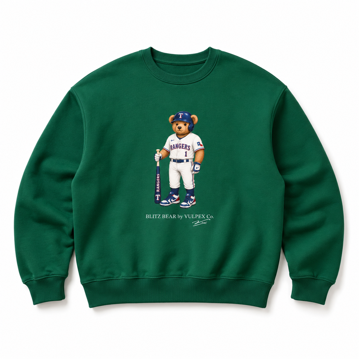 Lone Stars Blitz Bear Sweatshirt - Dark Green - premium editorial front