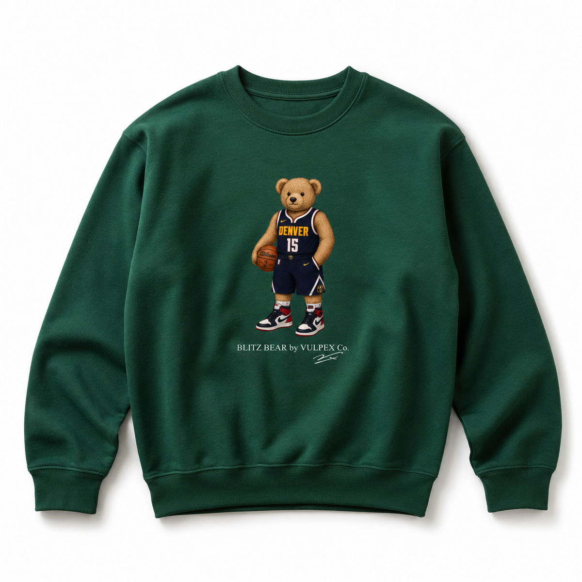Mile High Blitz Bear Sweatshirt - Dark Green - premium editorial front