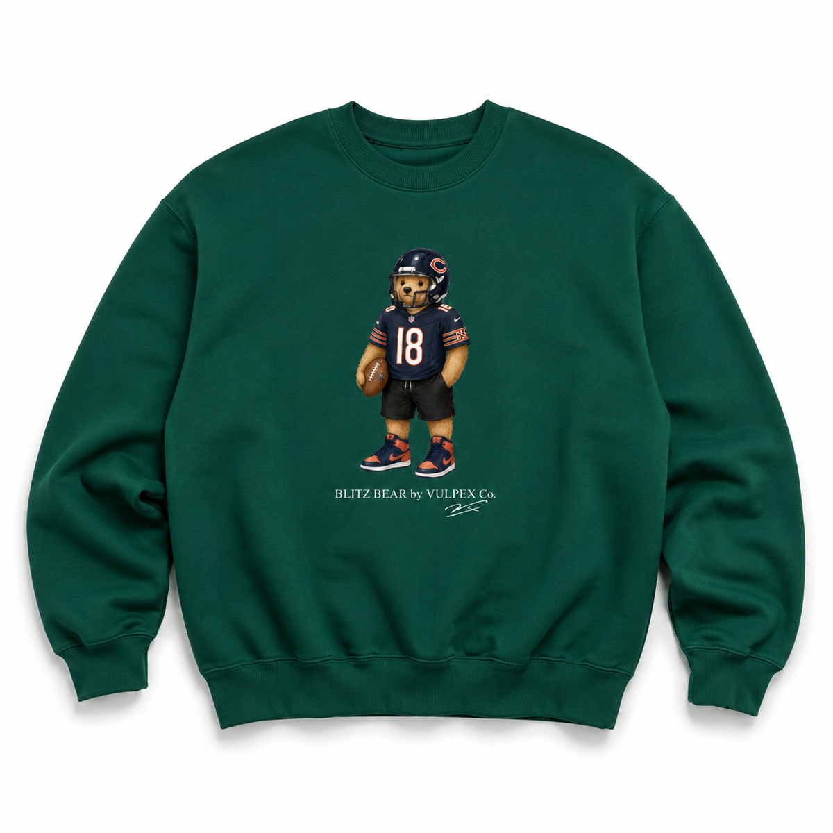 Monsters of the Midway Blitz Bear Sweatshirt - Dark Green - premium editorial front
