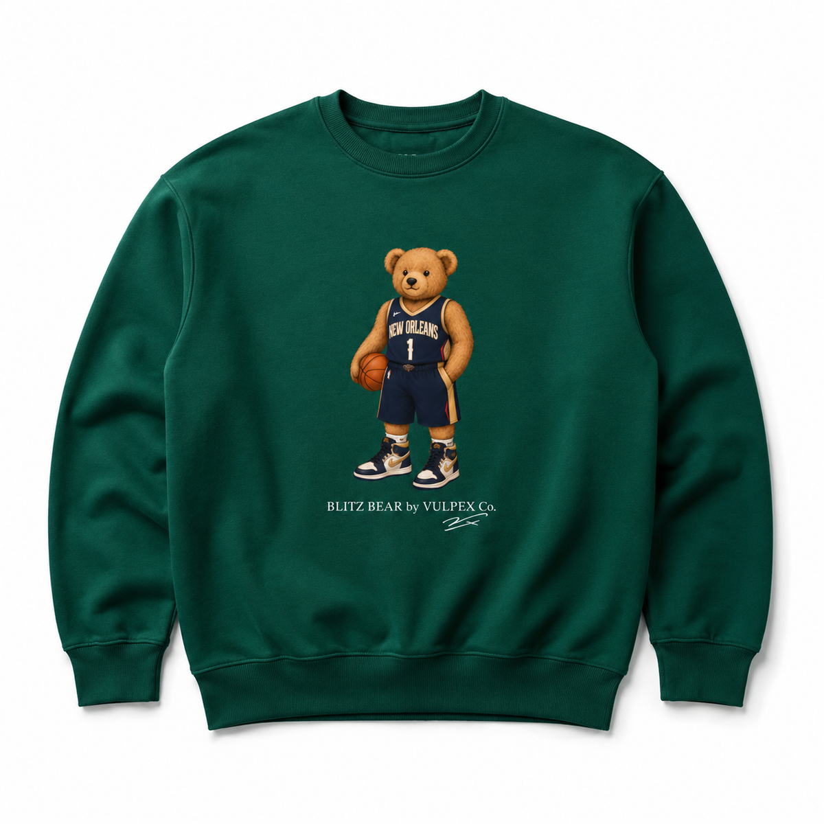 Pels Blitz Bear Sweatshirt - Dark Green - premium editorial front