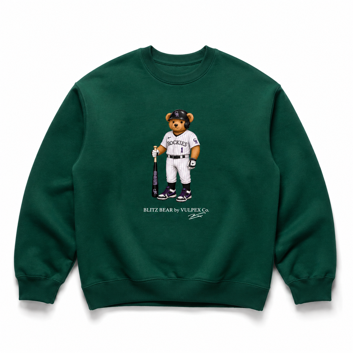 Rox Blitz Bear Sweatshirt - Dark Green - premium editorial front