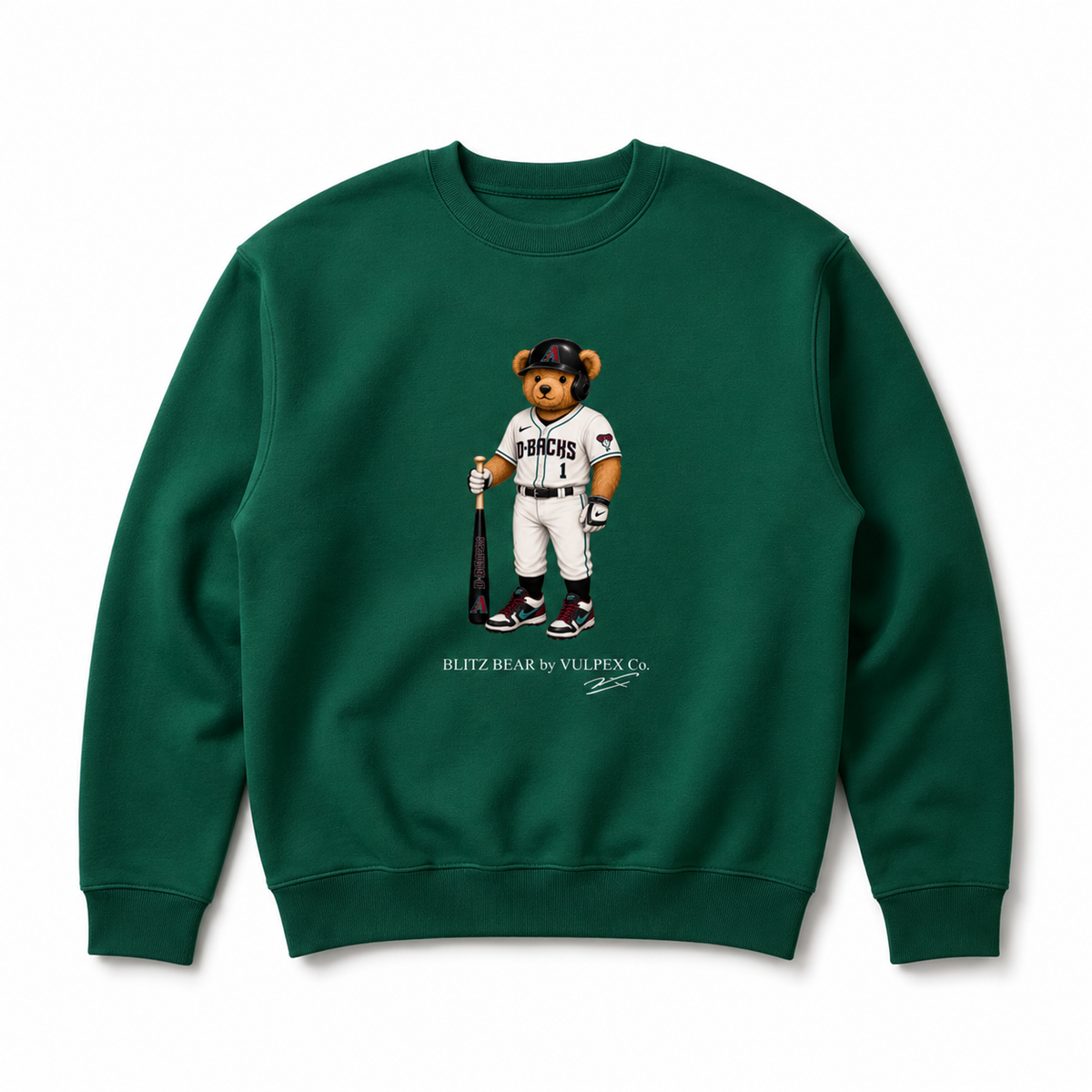 Snakes Blitz Bear Sweatshirt - Dark Green - premium editorial front