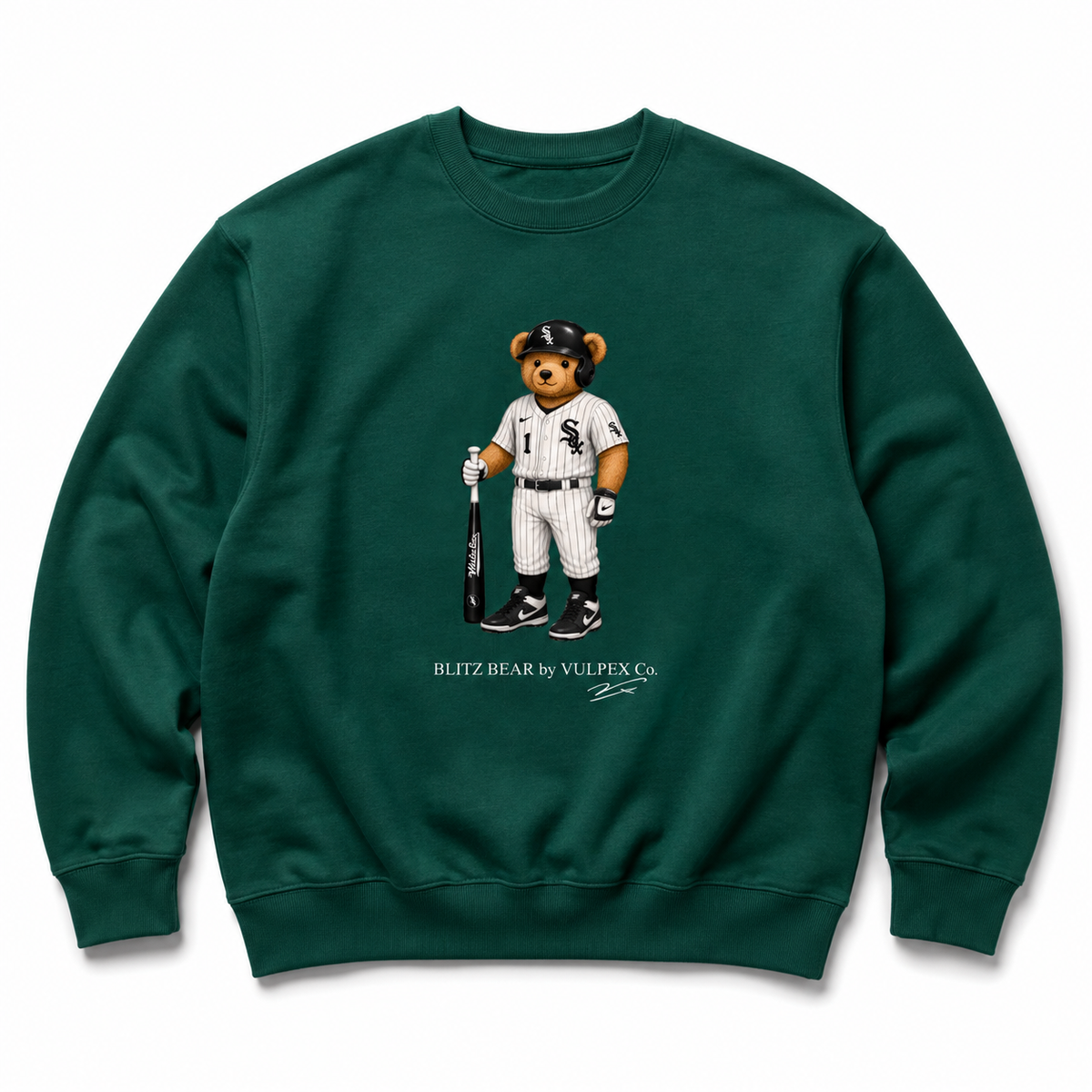 South Siders Blitz Bear Sweatshirt - Dark Green - premium editorial front