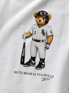 South Siders Blitz Bear DTG print macro detail on heavyweight cotton