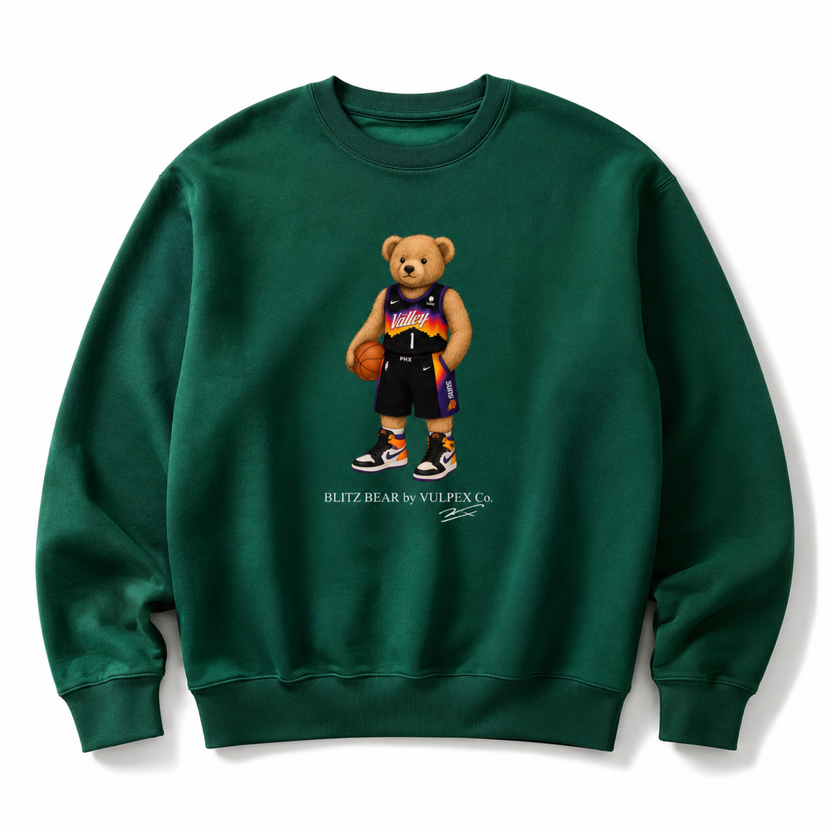 The Valley Blitz Bear Sweatshirt - Dark Green - premium editorial front