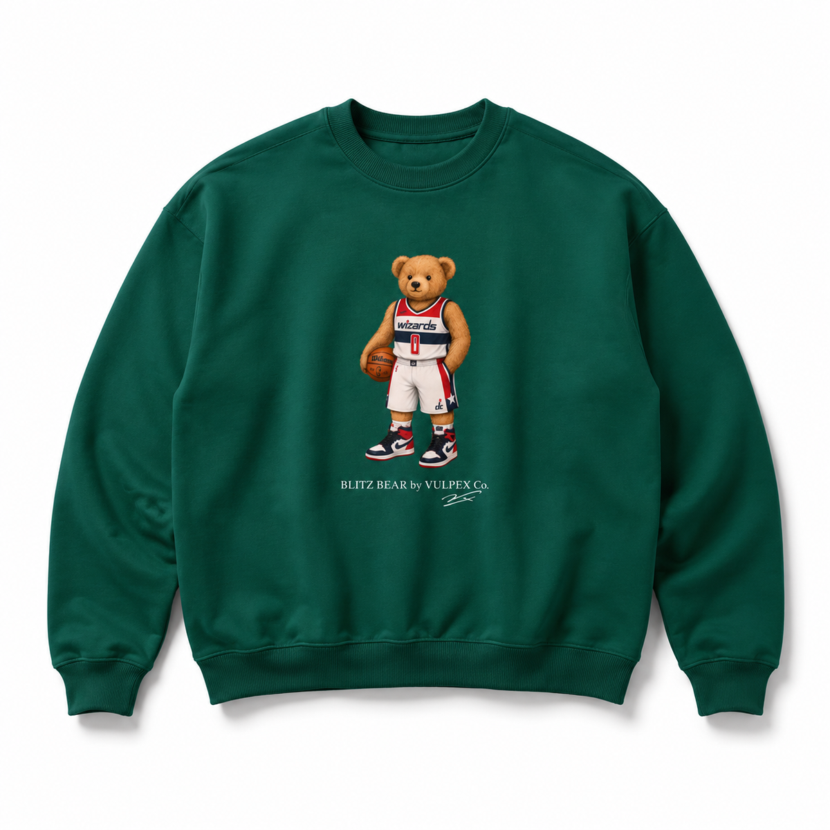 Wiz Blitz Bear Sweatshirt - Dark Green - premium editorial front