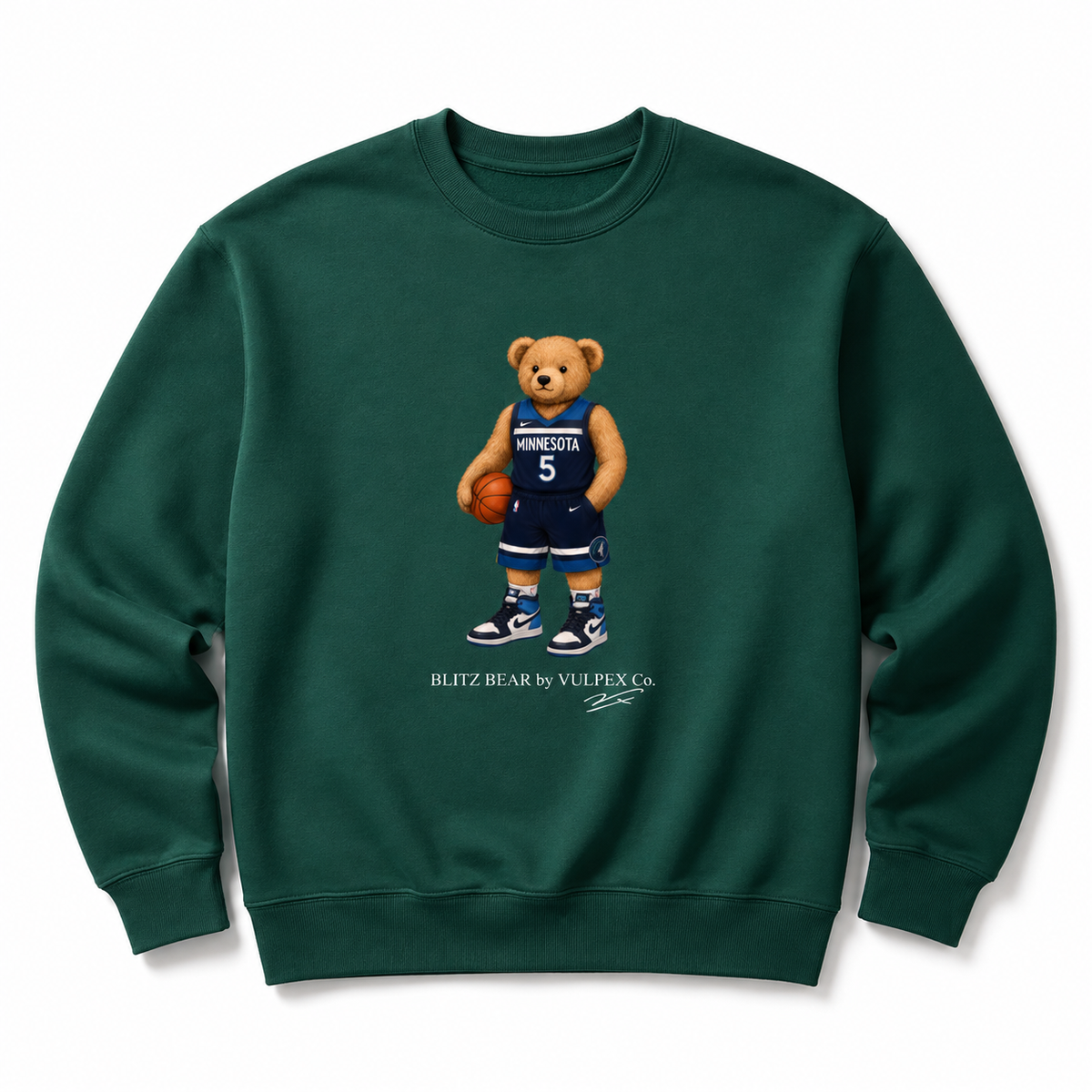 Wolves Blitz Bear Sweatshirt - Dark Green - premium editorial front