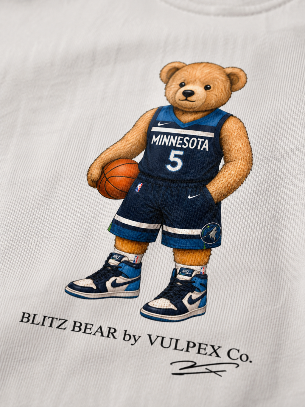 Wolves Blitz Bear DTG print macro detail on heavyweight cotton